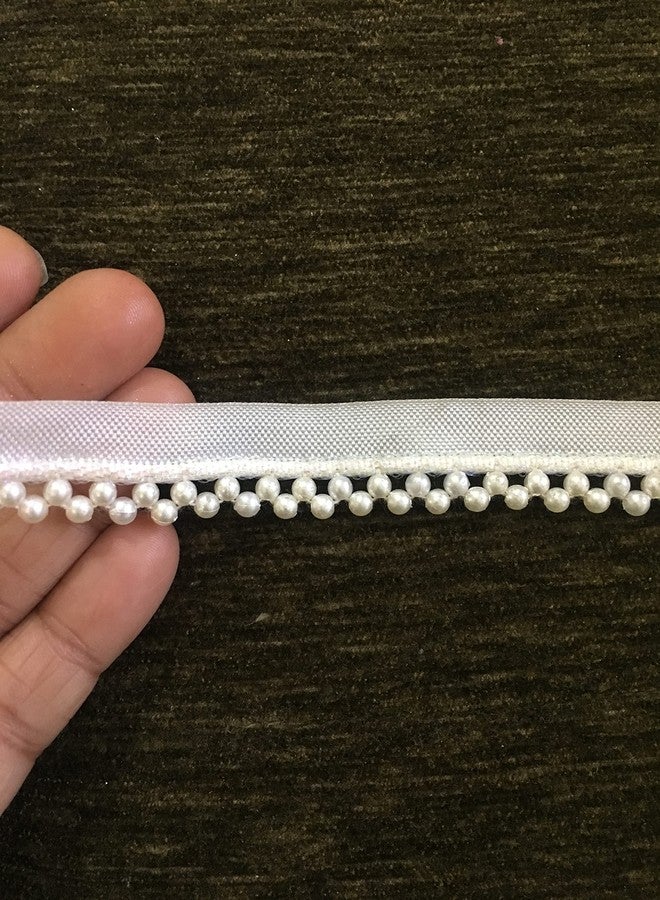 DaSync Pearl Lace and Border Material for Sarees offwhite Cream Colour lace Blouse Dupatta chunni lahenga Gowns, Dress, caps, Decoration and Crafts,Pack of 8 Meters - Image 1